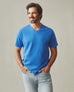 Men's Premium Slub V-Neck Tee - Strong Blue